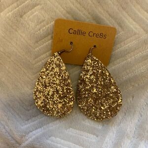 Gold Glitter Teardrop Earrings